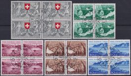 1953, B61-B65, Viererblöcke mit Ersttagsstempeln, Kat. 200.-