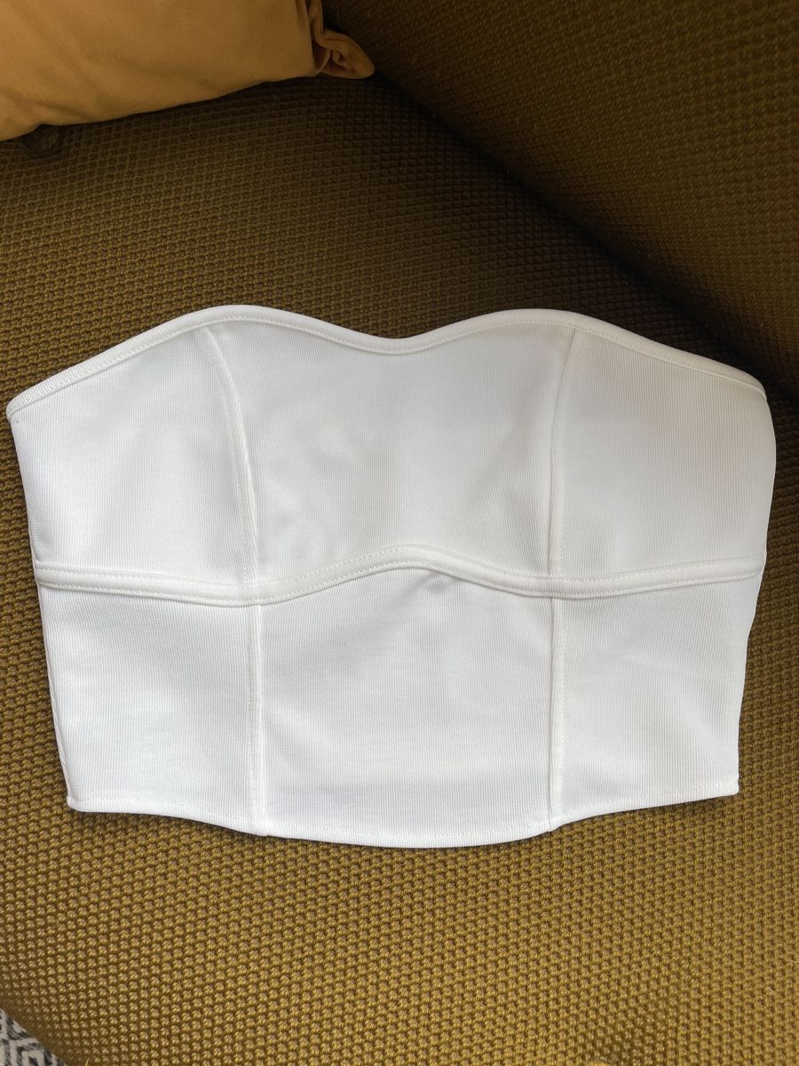 Top: Trägerloses Bustier weiss Grösse S – Usato da Mauren venduto da acht33null