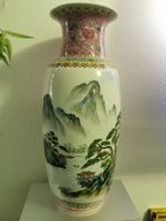 Chinesische Vintage Vase, Handbemalt, repariert restauriert