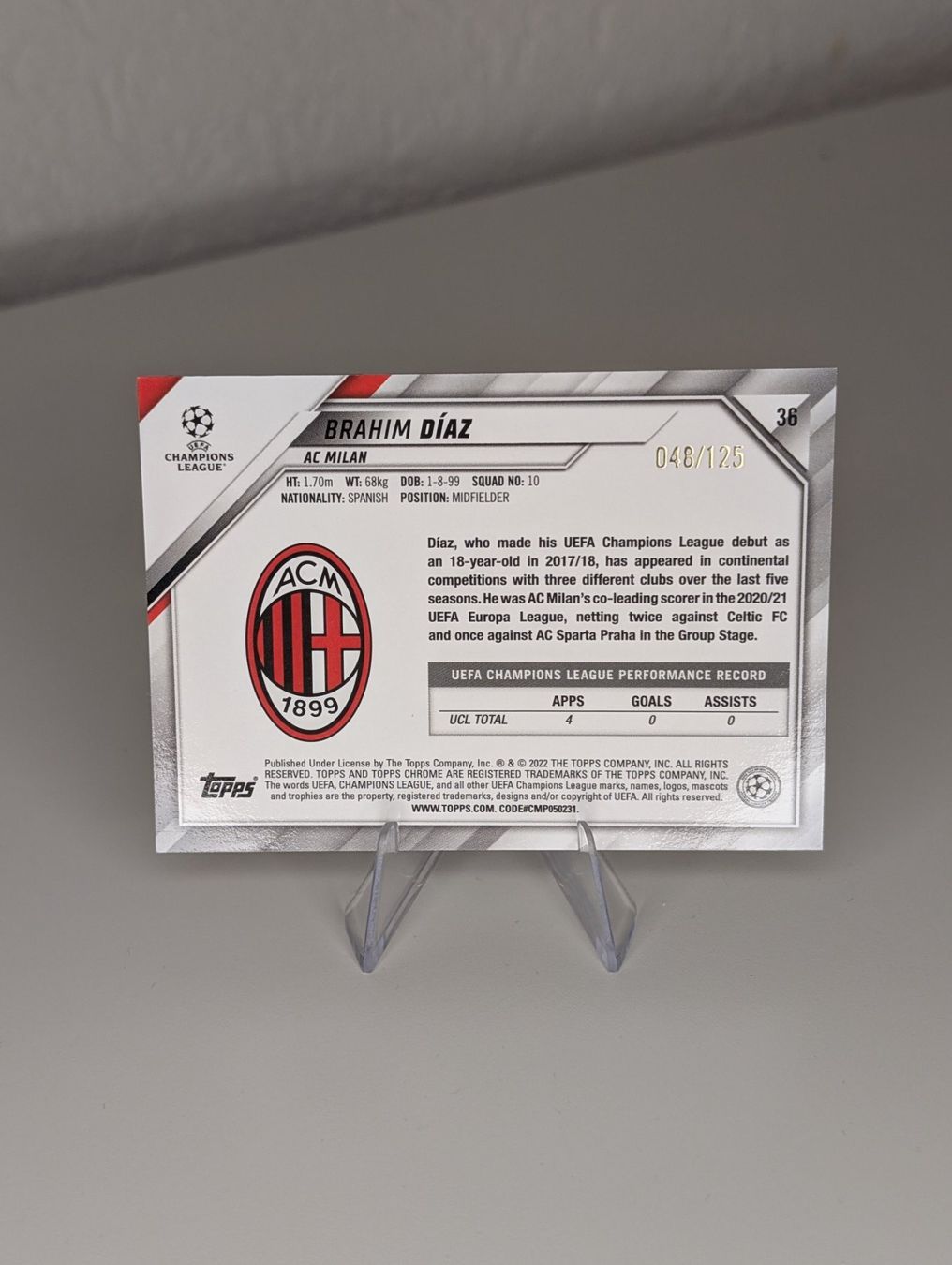 Topps Carte collezionabili: Brahim Diaz 046/125 AC Milan Topps Chrome – Nuovo (secondo la descrizione) da Hunzenschwil venduto da BRPCards 2