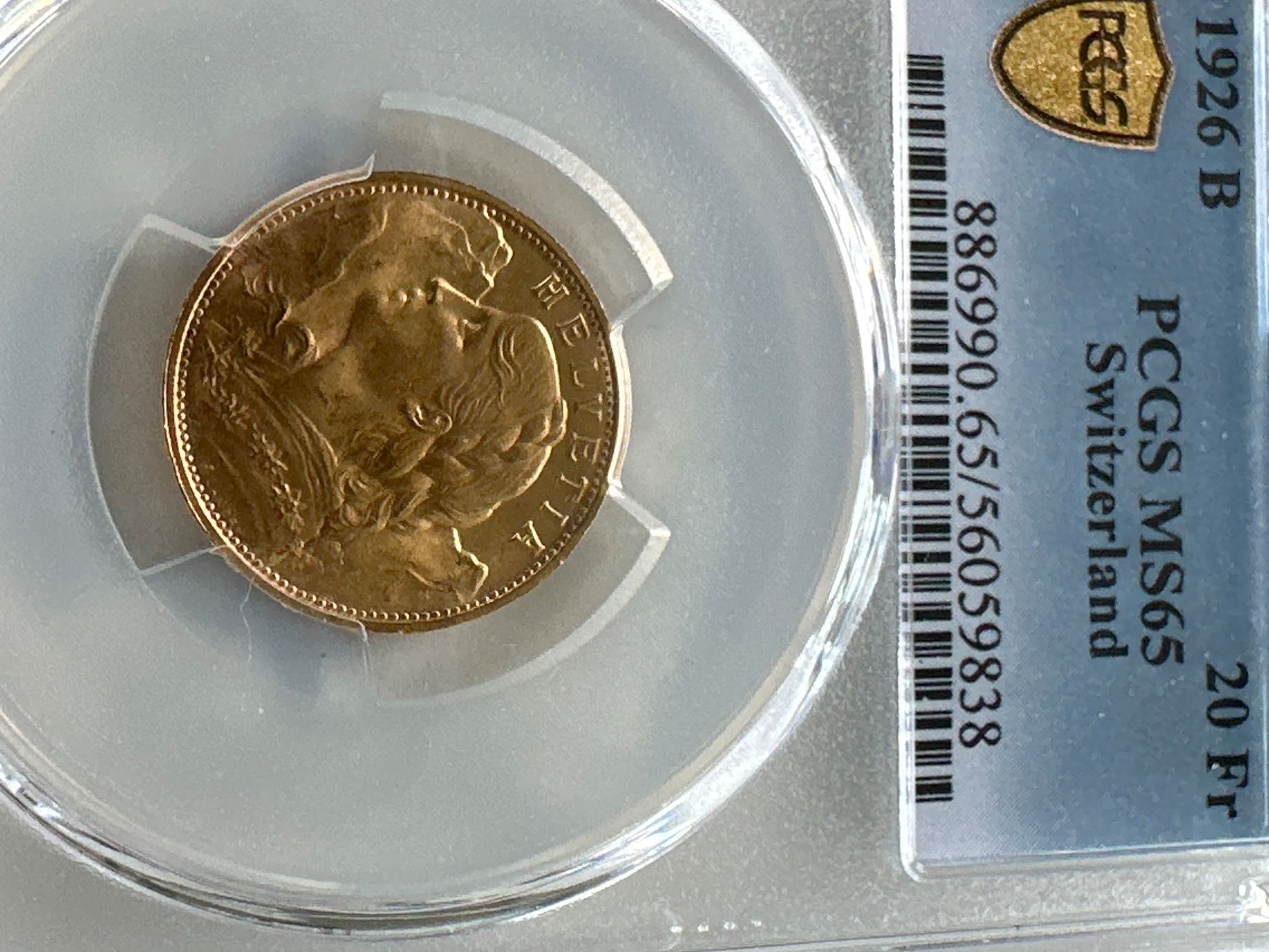 Tutti le monete: 1926B, Vreneli 20Fr, G20F, MS65 – Usato da Erlach venduto da gubbe1 1