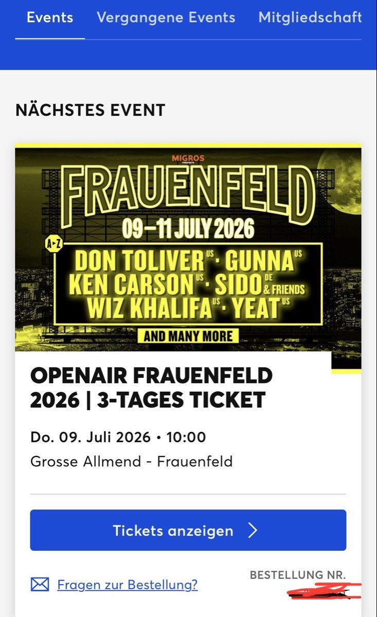 Tickets: Frauenfeld 3-Tages Ticket – Neu und originalverpackt aus Basel von yaz066 1