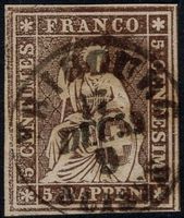 FRIBOURG Einkreis Vollstempel - 5 Rp. Strubel - weissrandig