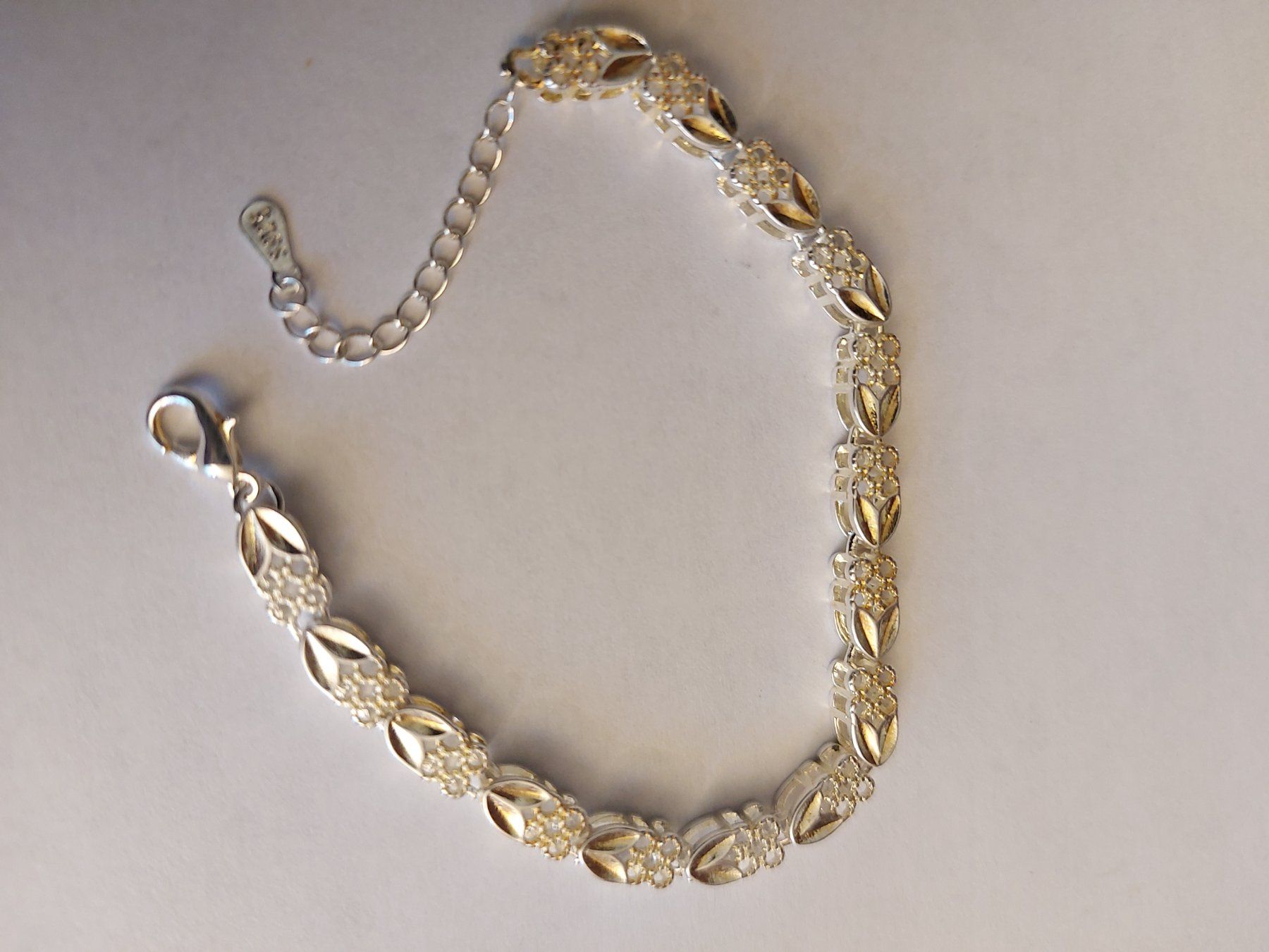 Bracciali & Braccialetti: Armband Silber 925 mit Blumenmuster und Steinchen – Nuovo (secondo la descrizione) da St. Gallen venduto da kamel27 3