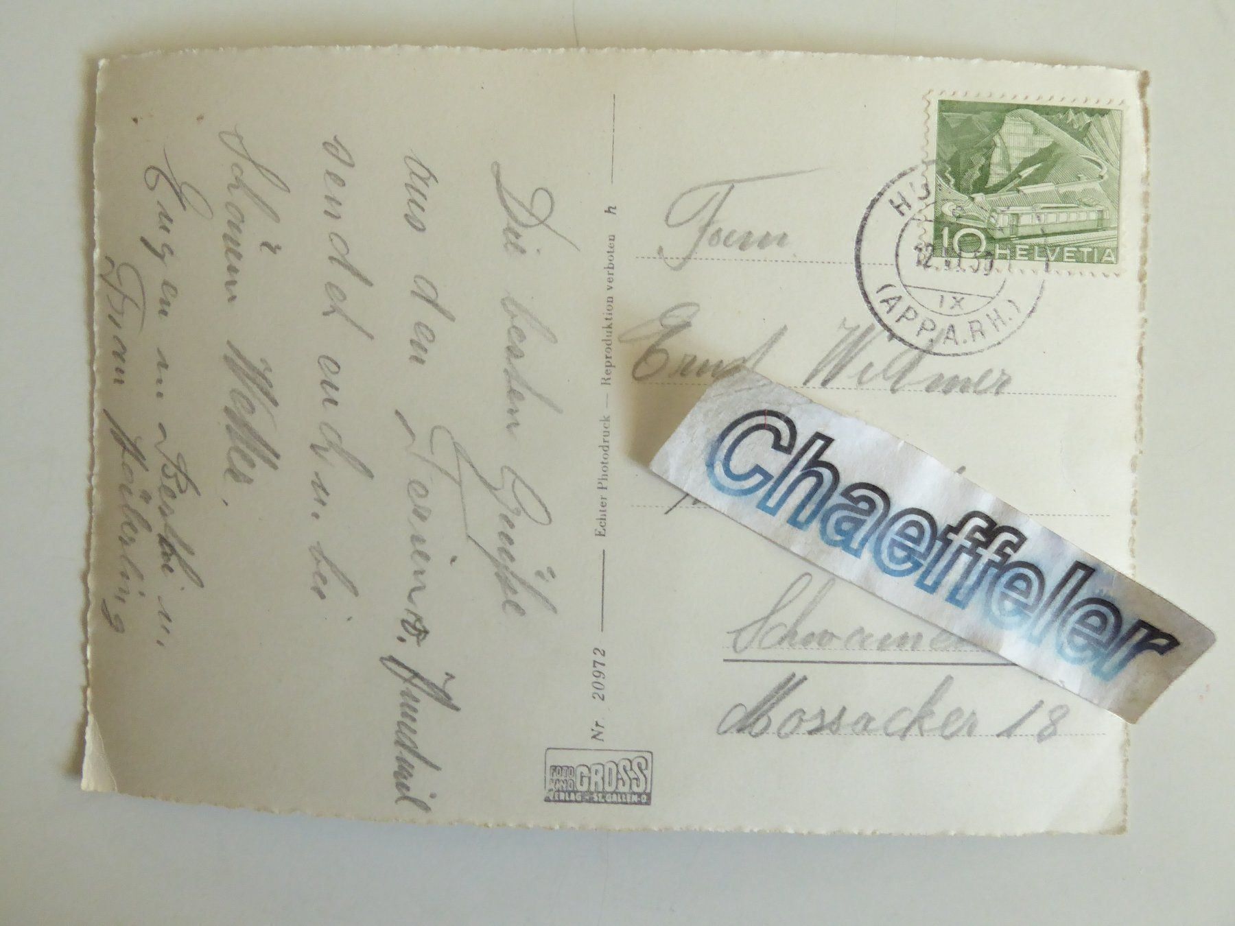 Cartoline postali: 1950  Hundwilertobelbrücke – Usato da Zürich venduto da Chaeffeler 1