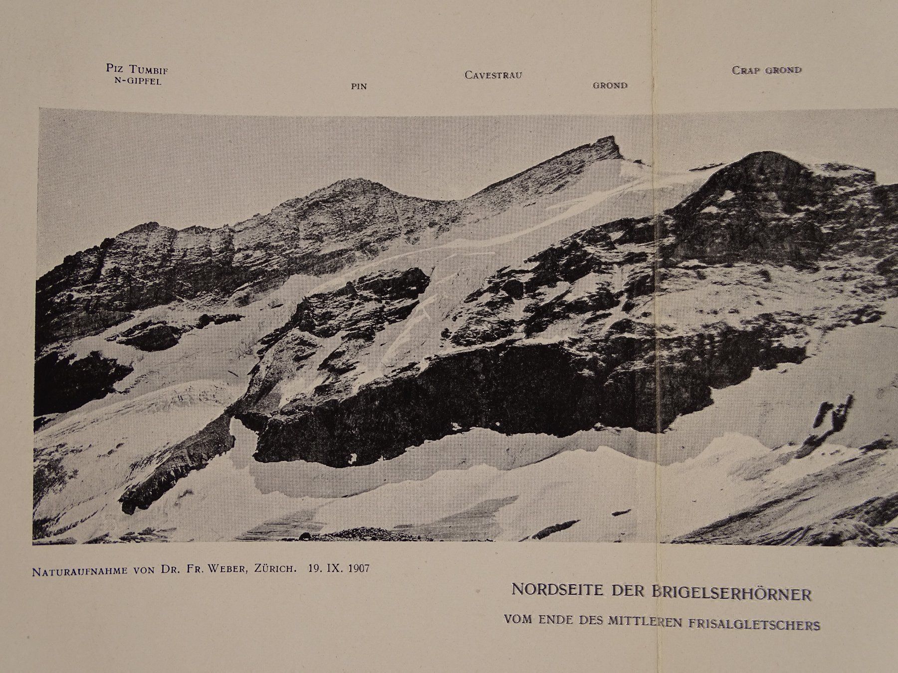 Cartoline postali: NORDSEITE DER BRIGELSERHÖRNER, 1908 – Usato da Grüningen venduto da Kartensammler 1