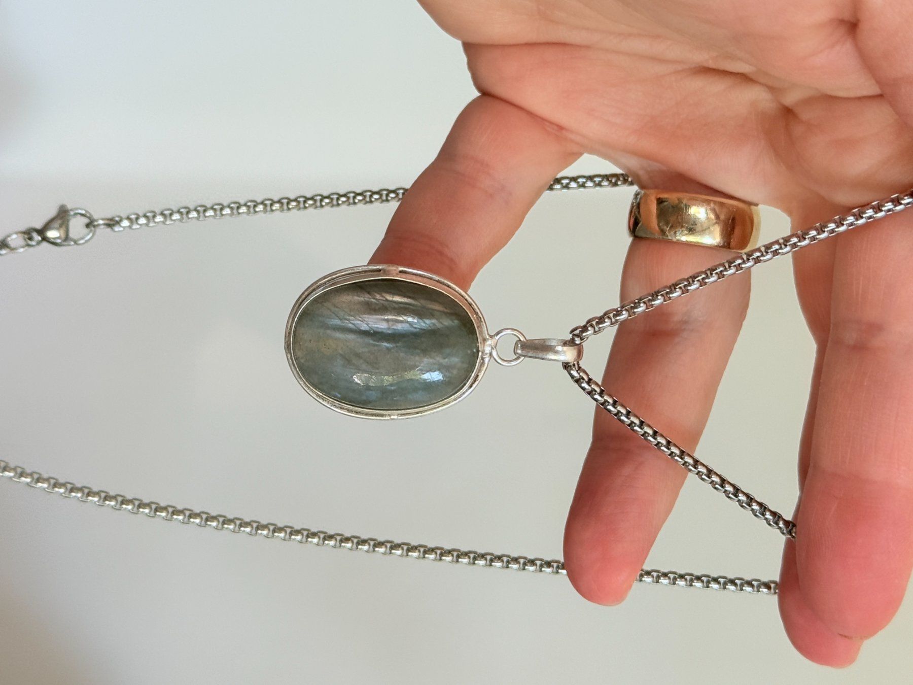Catenine: Collier pendentif labradorite - Bijou élégant ✨ – Nuovo e nell'imballaggio originale da Genève venduto da AWWA 3