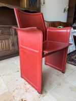 2 Matteo Grassi Leder Design-Sessel rot Made in Italy