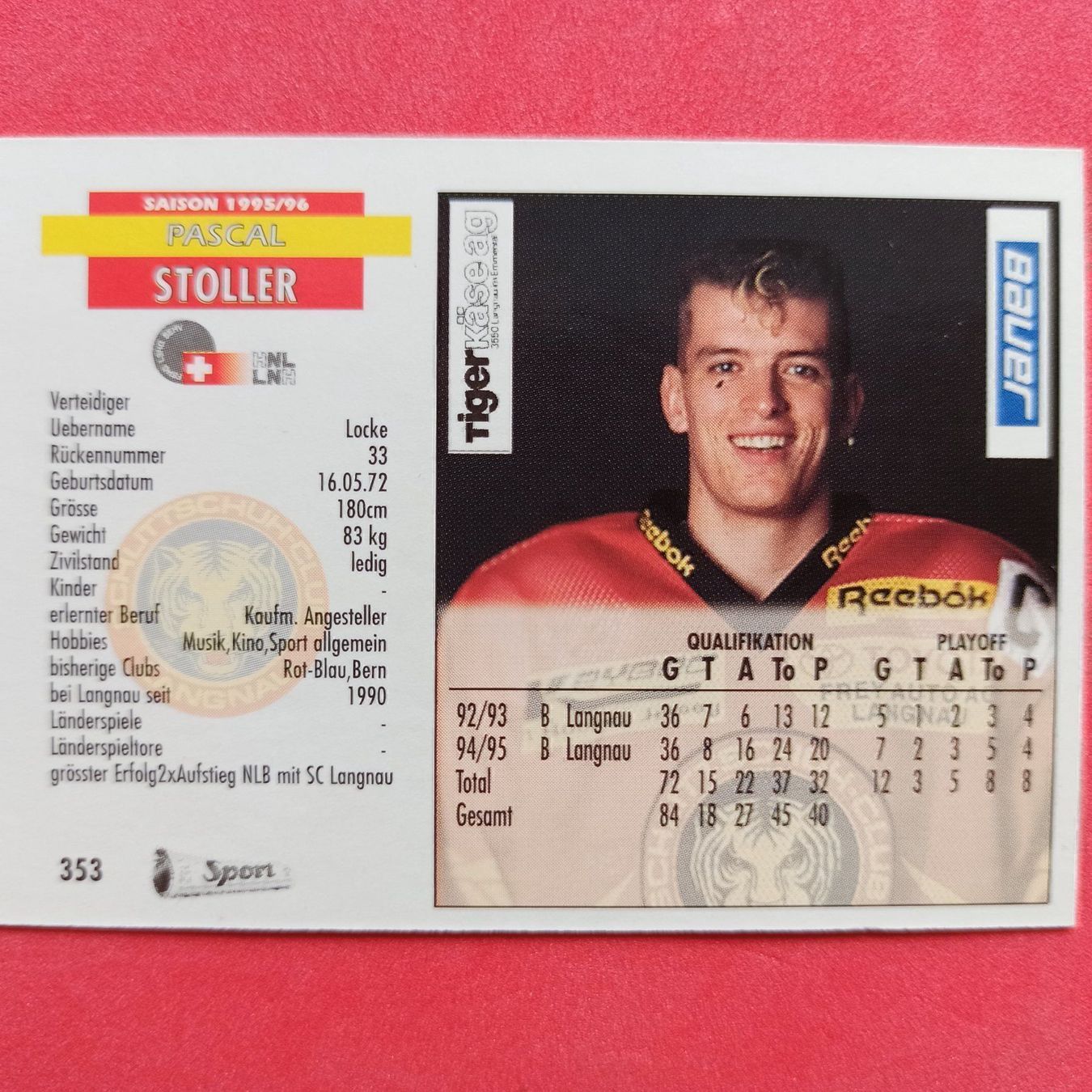 Cartes à collectionner: Pascal Stoller - SC LANGNAU - 1995/96 – D'occasion à Dübendorf par kb86_MOVIE 1