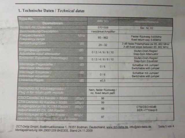Amplificatori: DELTA Antennenverstärker BKE 30S – Nuovo e nell'imballaggio originale da Affoltern am Albis venduto da Sennrtv 5