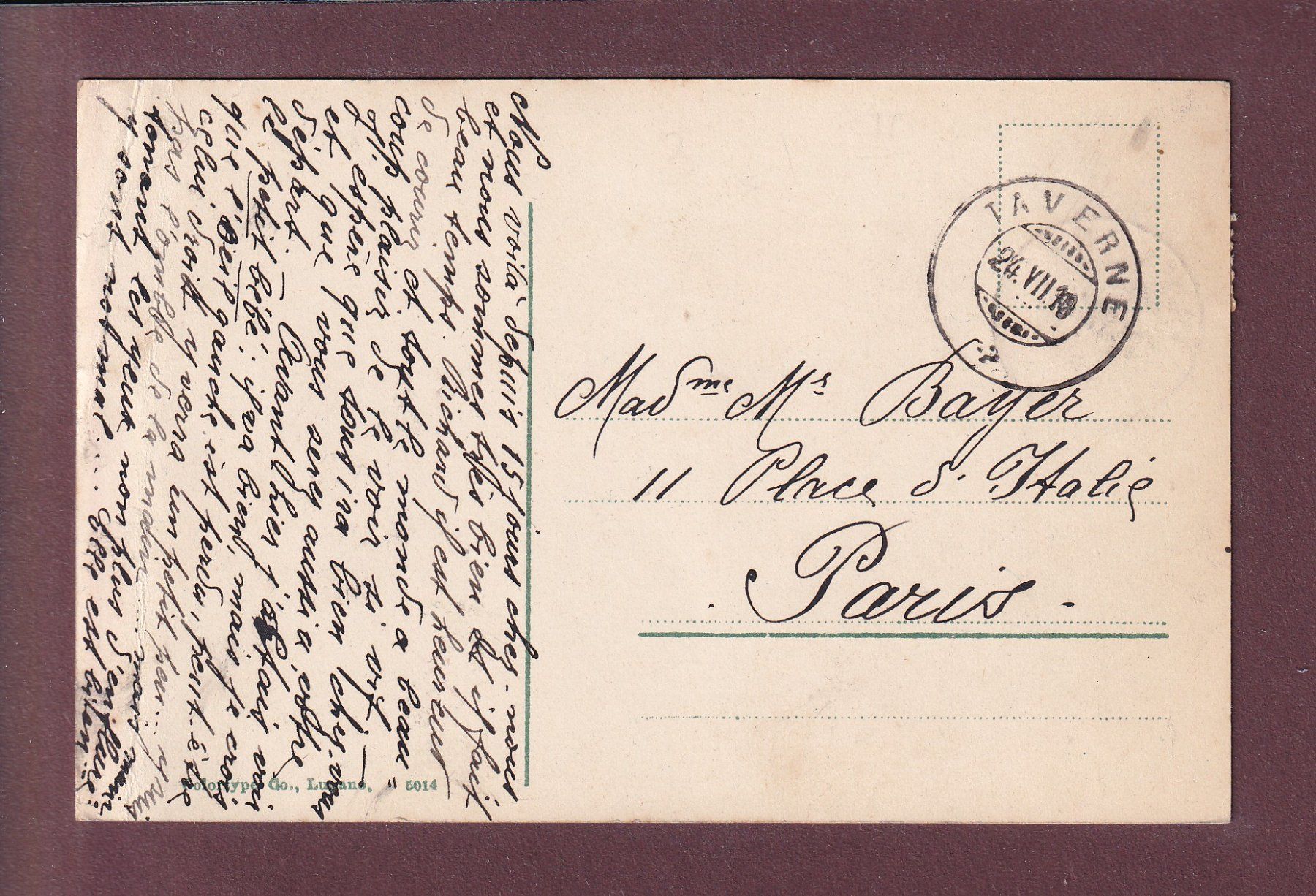 Ansichtskarten: Sulla via per CASTAGNOLA - 1910 – Gebraucht aus Pully von nicecards 1