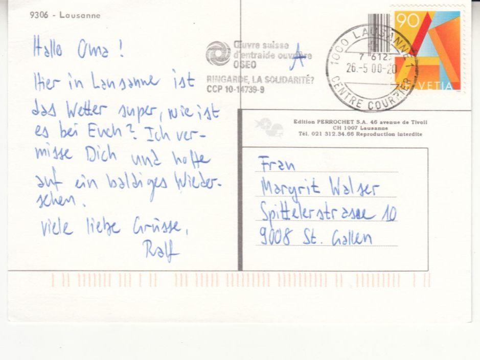Cartoline postali: Lausanne 2000 – Usato da Bürglen TG venduto da StampGraf 1