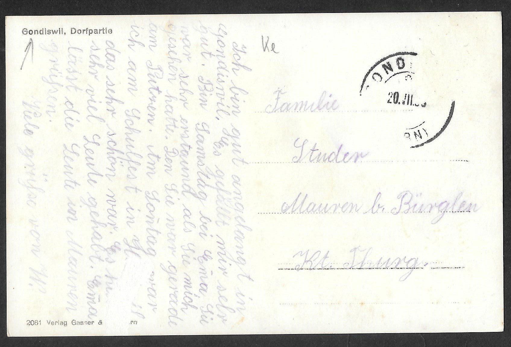 Cartoline postali: Gondiswil Dorfpartie – Usato da Olten venduto da clotaldi 1