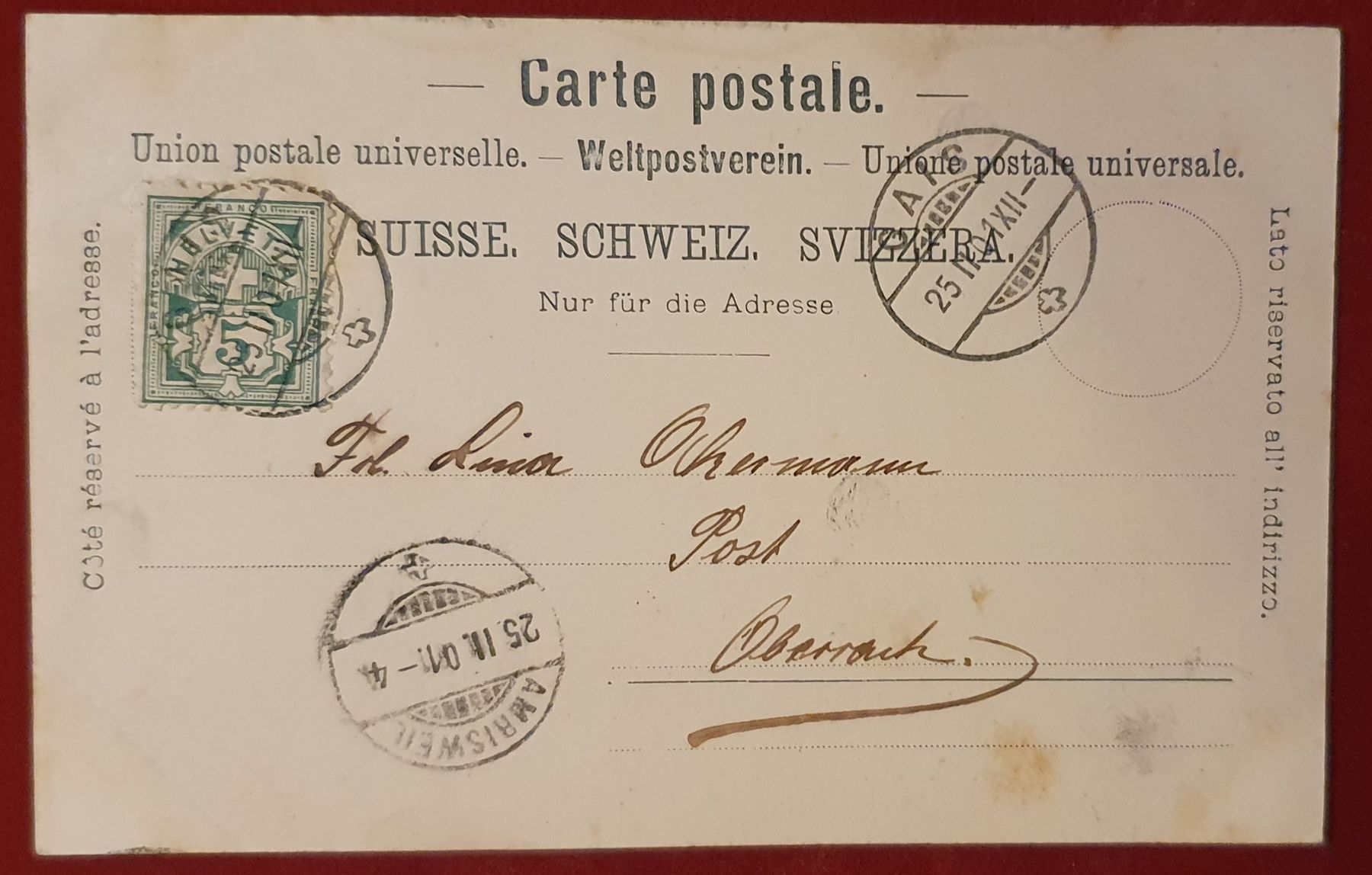 Cartoline postali: Gruss aus Gais 1901 – Usato da Kreuzlingen venduto da Rschweiz1 1