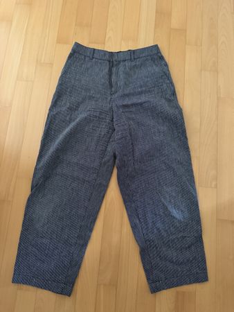 Gestreifte Leinenmix Hose, blau
