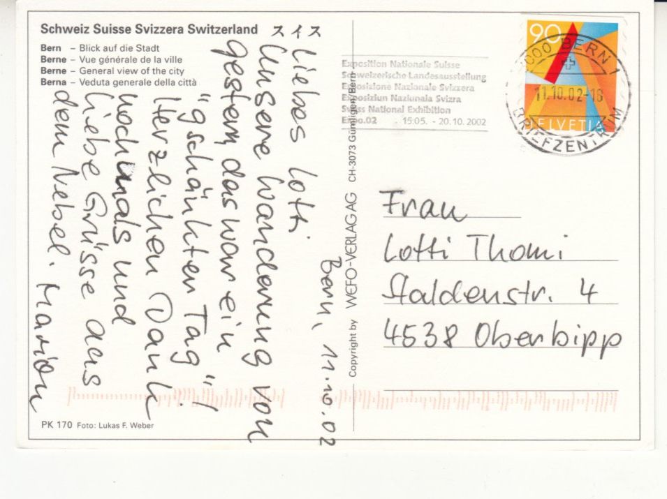 Ansichtskarten: Bern 2002 – Gebraucht aus Bürglen TG von StampGraf 1