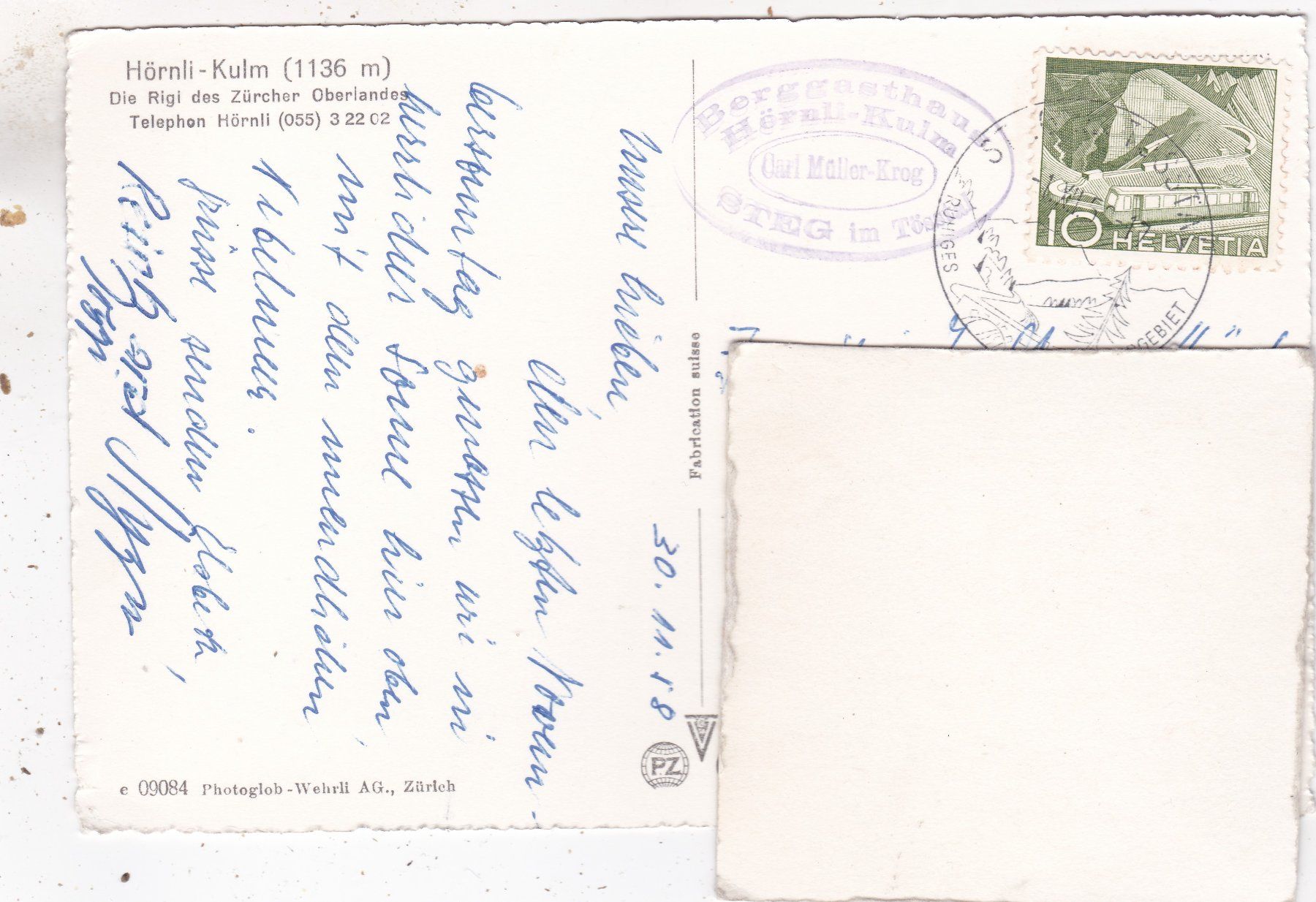 Cartes postales: Hörnli Kulm 1958 – D'occasion à Herisau par Lisegrat2008 1