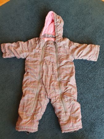 Baby Skidress in Grösse 80, grau- rosa karriert