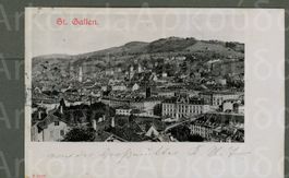 AK sw Litho St. Gallen SG Bahnhof, Hauptpost ≈ 1901