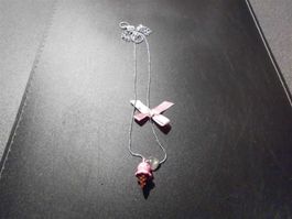 Kette silberfarbig, Glace rosa