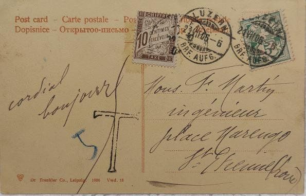 Cartoline postali: LUZERN - Dampfschiff - Bahnhof - 1906 – Usato da Delémont venduto da Domdom1 1