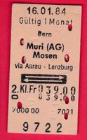 KARTON BILLETT, BERN - MOSEN, 2.KLASSE, RETOUR