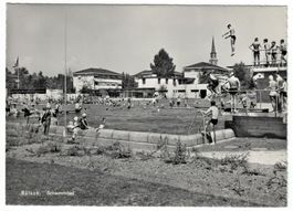 Bülach, Schwimmbad, belebt, um 1950-55