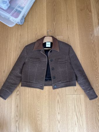 Sandro Paris Jacke mit Lederkragen – Braune