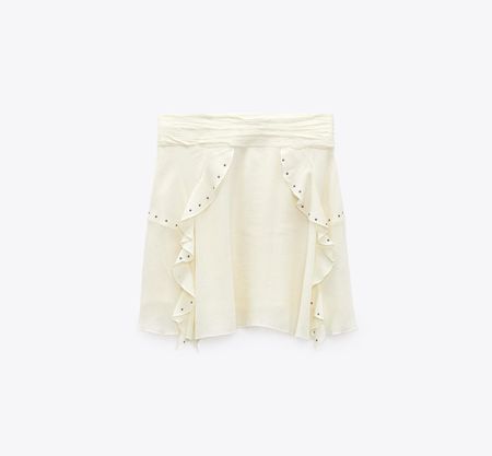 Zara White Ruffles Skirt