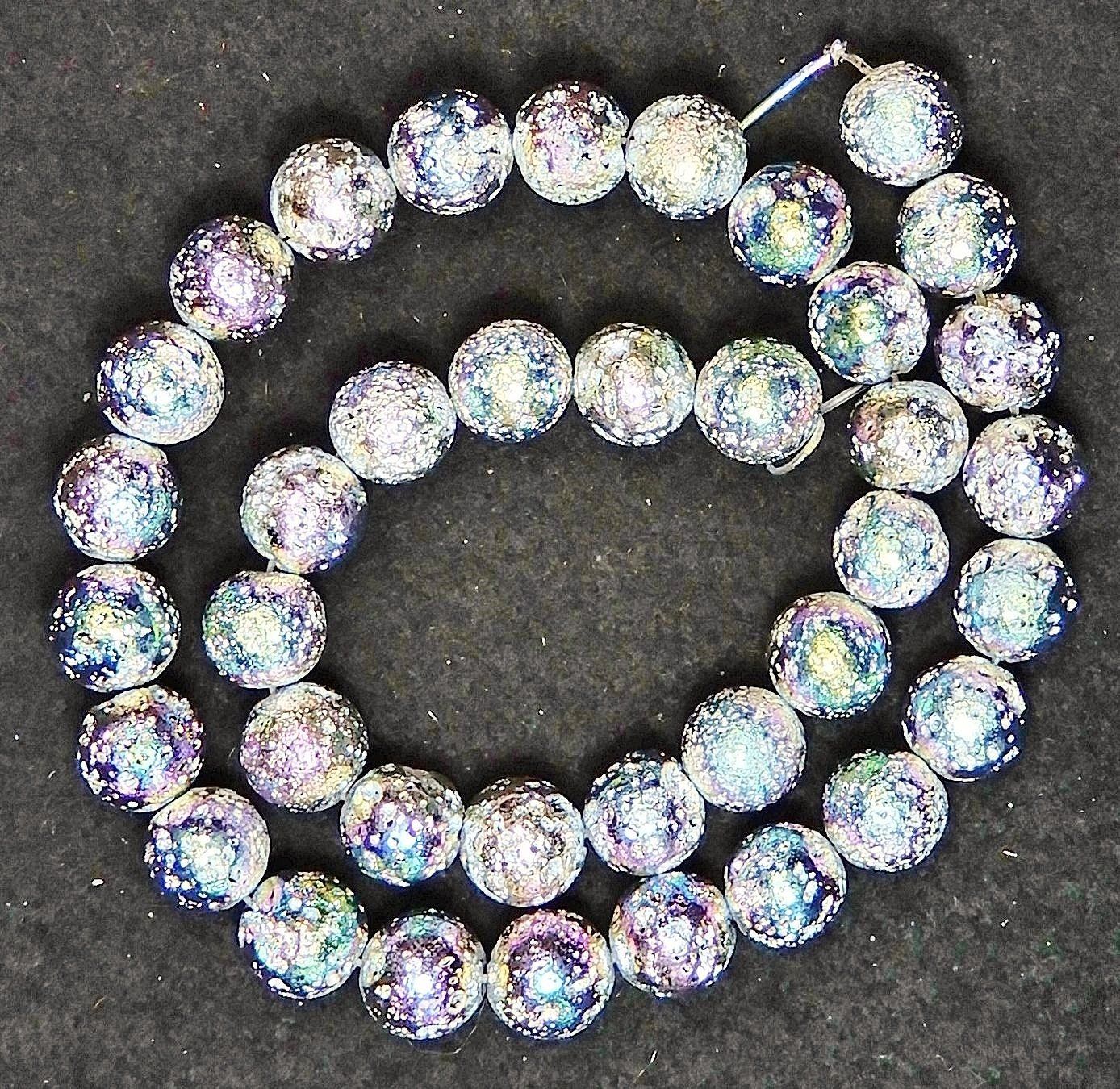 Catenine: 1 Strang Titanium silbern bedampfte echte Lava Perlen 10 mm – Nuovo (secondo la descrizione) da Müllheim Dorf venduto da GUENI01 1