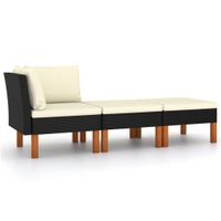 Gartensitzgruppe Polyrattan 3-teilig schwarz/beige, fast neu