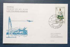 Erstflugcouvert Iberia Las Palmas-Genf 1965