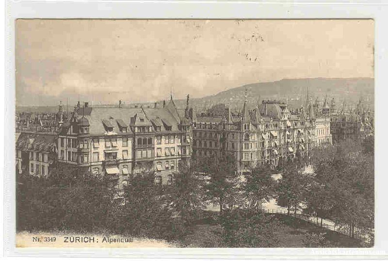 Cartoline postali: Zürich - Alpenquai + 1907 – Usato da Emmenbrücke venduto da teestube