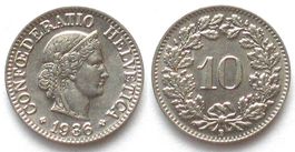 EIDGENOSSENSCHAFT 10 Rappen 1936 Nickel