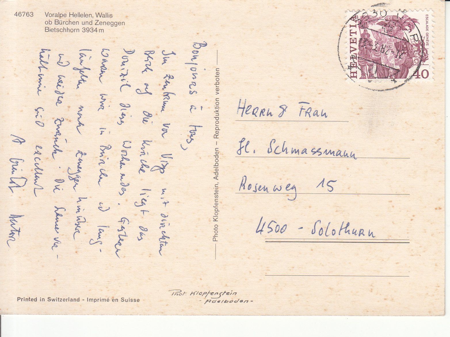 Cartoline postali: Voralpe Hellelen 1982 – Usato da Bürglen TG venduto da StampGraf 1