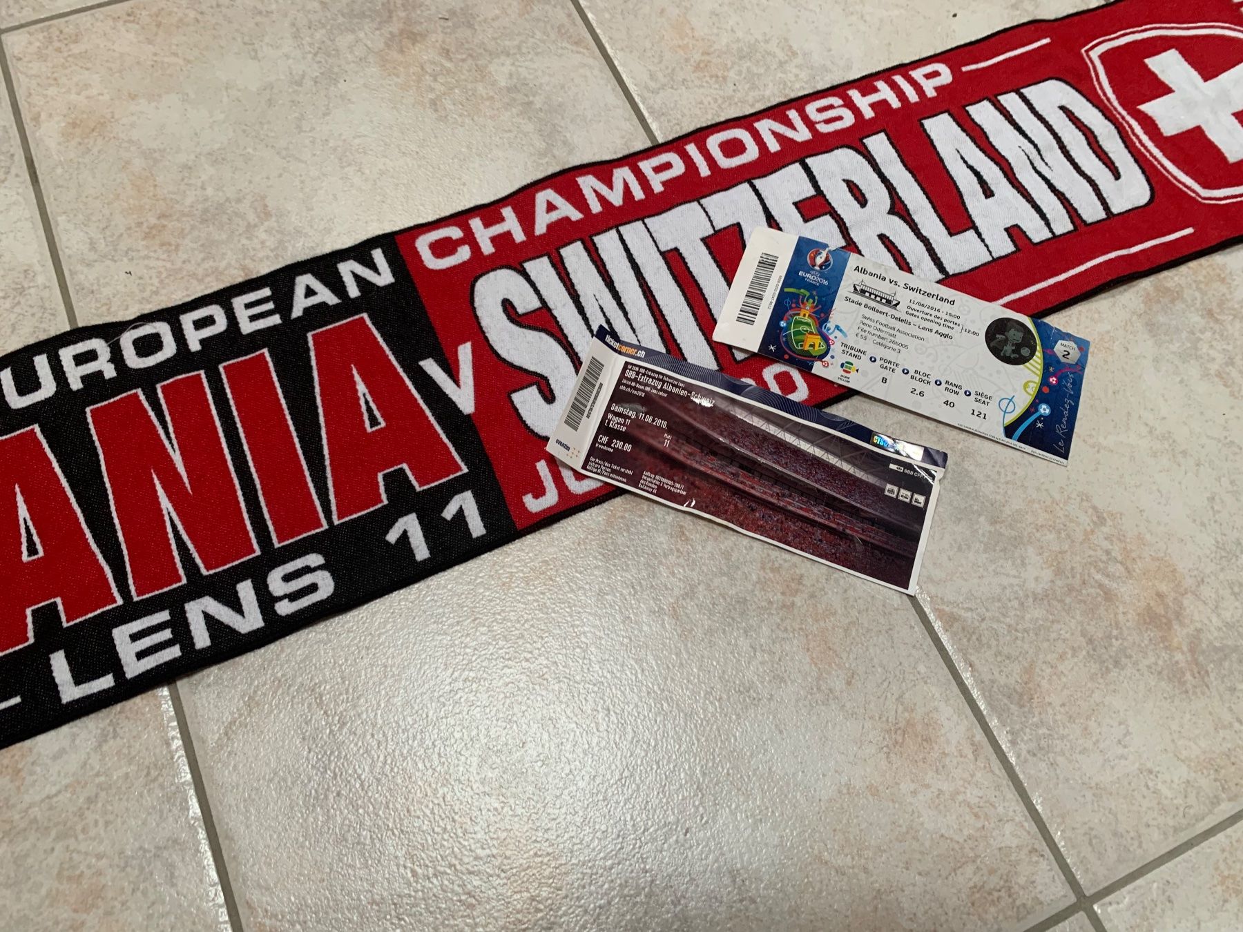 Foulard & Sciarpe: Fussball Schal + Ticket ALB-SUI EM 2016 Lens – Usato da Mels venduto da RicciW86 1