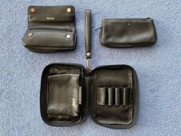 3 Stück Tabakpfeifen-Etuis aus Leder schwarz