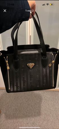 Mollerus Handtasche Schwarz Gold  Gross Elegant Vintage