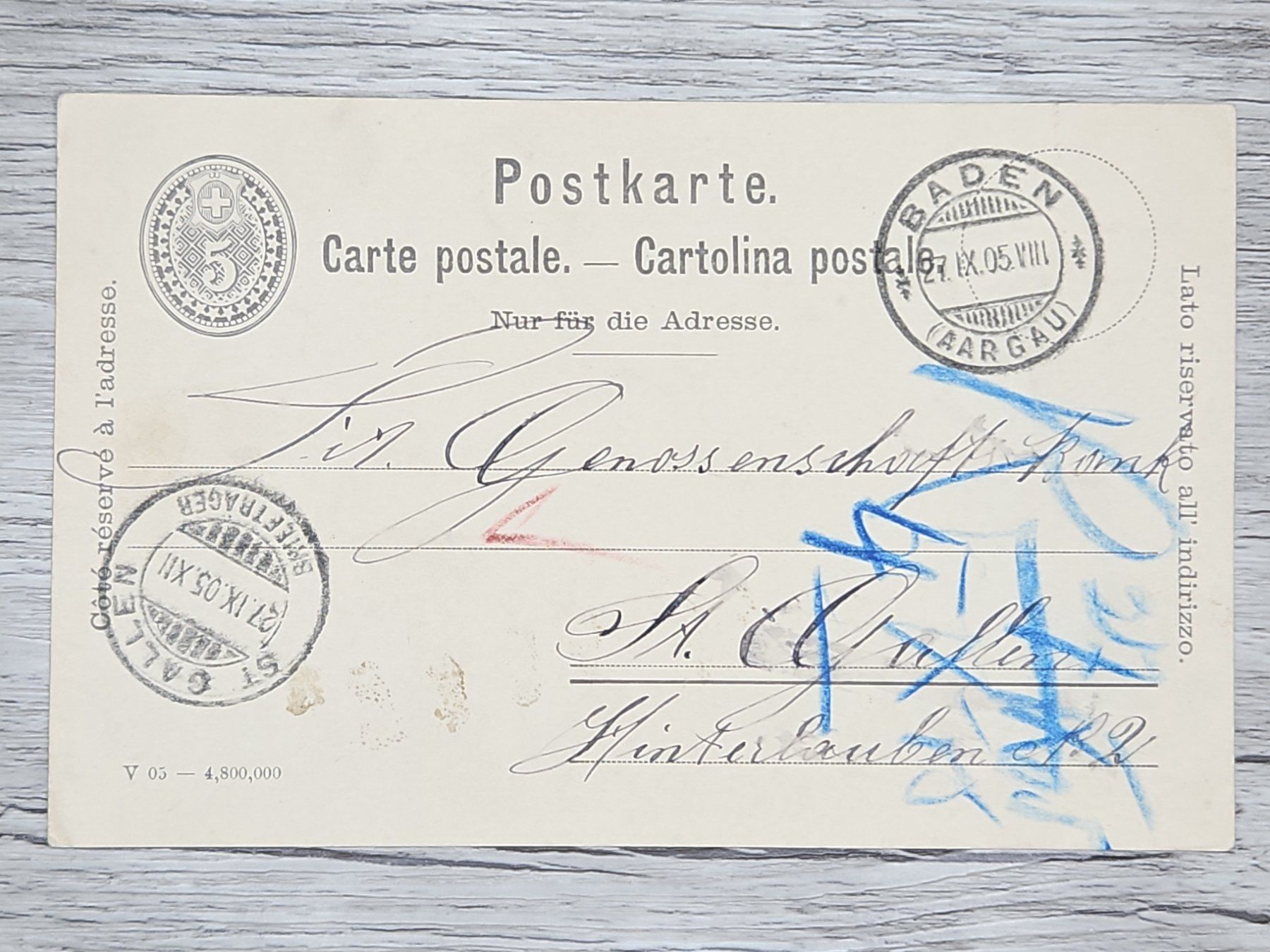 Tutti i francobolli: CL16 Carte Postale + Timbre Suisse 1905 – Usato da Cousset venduto da Patrick_Collections