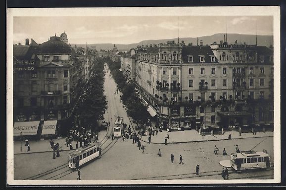 Cartoline postali: Zürich, Bahnhofstrasse mit Strassenbahn – Usato da Berlin venduto da bartko-reher