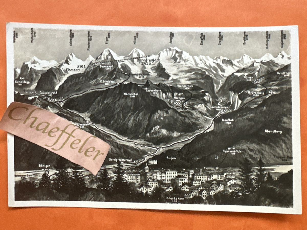 Cartes postales: Ansichtskarte Berner-Oberland mit Bergpanorama 1936 – D'occasion à Zürich par Chaeffeler