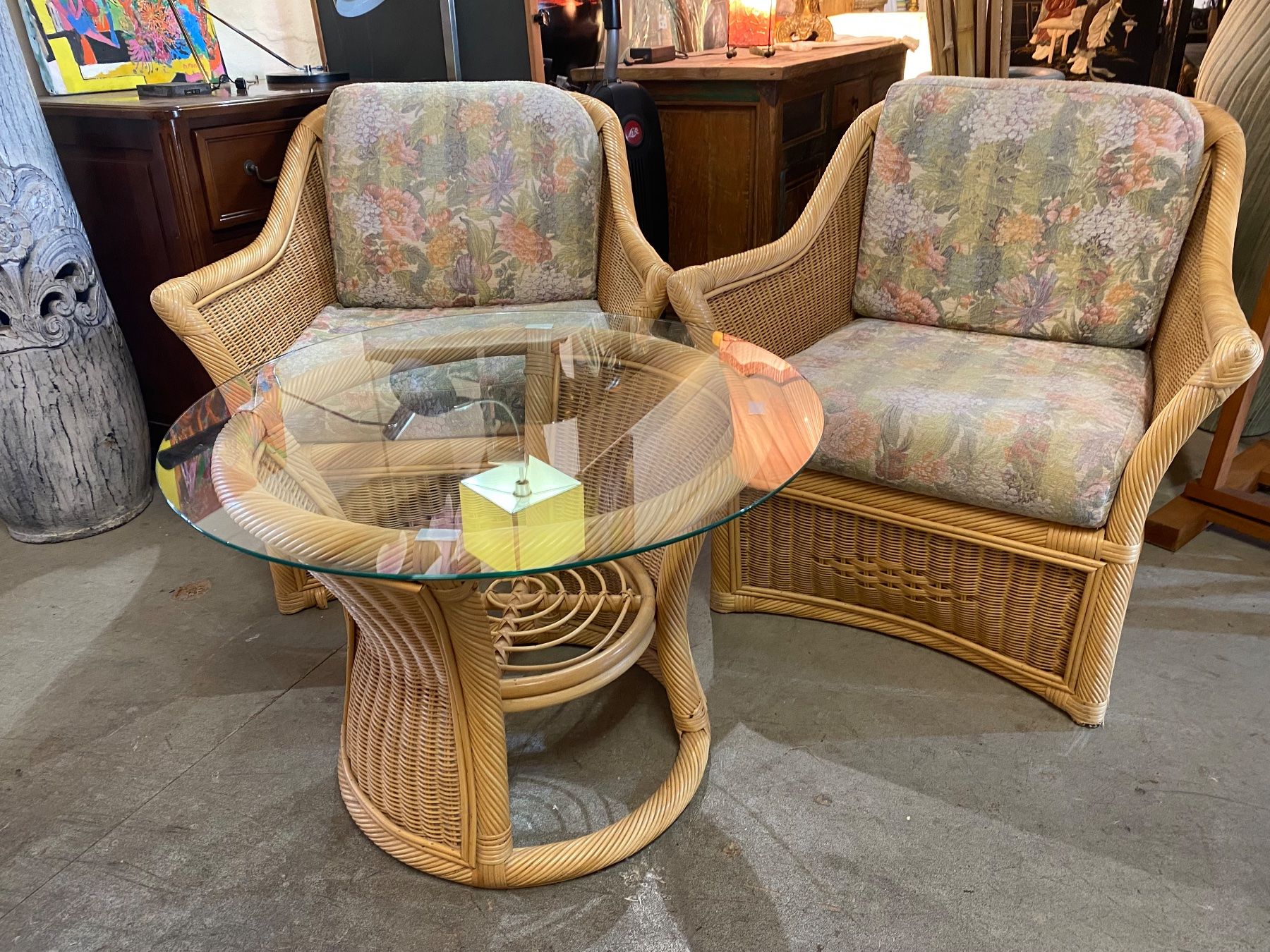 Set di tavolo e panche: Vintage Rattan Lounge Set, 2 Sessel & Tisch – Usato da Ballwil venduto da ClassicGallery 2