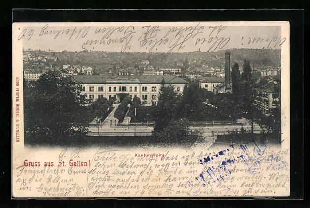 Cartoline postali: AK St. Gallen, Blick auf Kantonsspital – Usato da Berlin venduto da bartko-reher