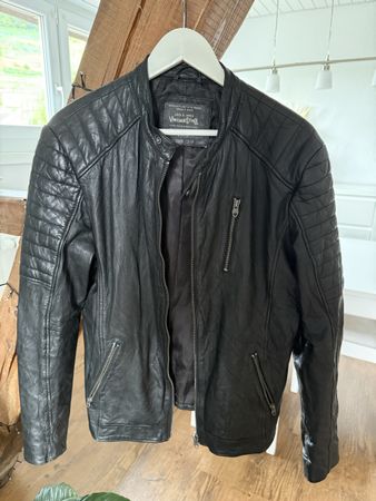Lederjacke Jack & Jones, dunkelbraun/schwarz, Grösse M
