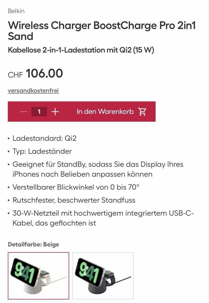 Belkin Caricabatterie: Wireless Magsafe Charger 2in1 – Nuovo (secondo la descrizione) da St.Gallen venduto da SU2 4