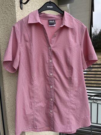 Jack Wolfskin Sport Bluse XL UV-Schutz rosa weiss kariert