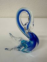 Murano Glas Schwan Skulptur in Blau Transparent