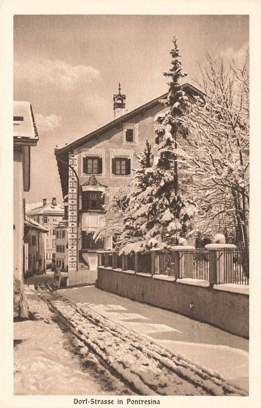 Cartoline postali: Pontresina GR Dorfstrasse Winter – Usato da Biasca venduto da Blenio71