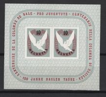 1945 Jubiläumsblock Basler Taube / mit Falzrückstand