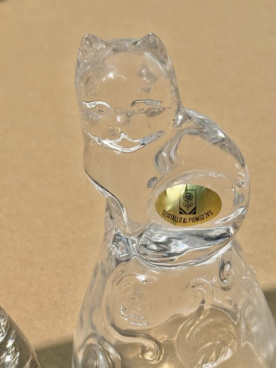 Statuette: Two Crystal Cat Figurines: Charming Home Decor Pieces – Usato da Lausanne venduto da vas_mbk2 2
